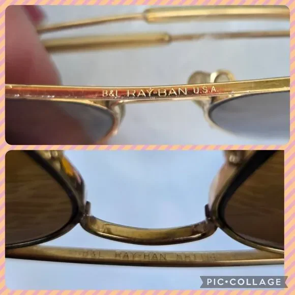 Vintage 80s Ray-Ban B&L Aviator Sunglasses – Gold Frame B-15  display picture 3